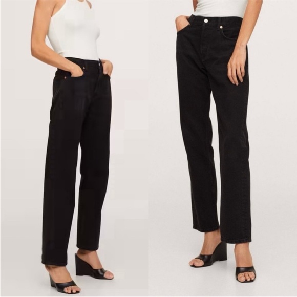 Pernille × Mango Women’s Black Denim Straight Leg Jean Size 4 - Picture 1 of 12